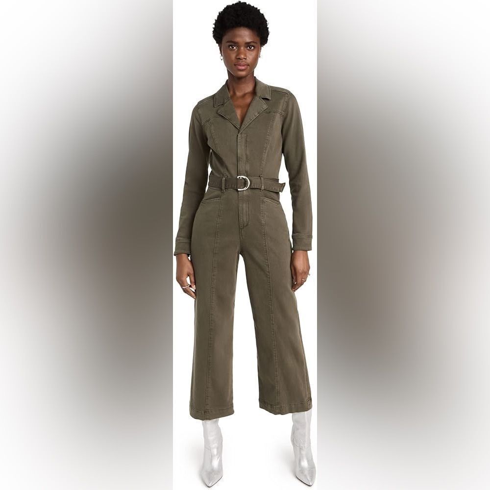 PAIGE Anessa Long Sleeve Jumpsuit in Vintage Brushed Olive NWT - Picture 2 of 8